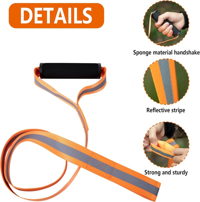 Adnee 4 Pack Deer Drag and Harness - 4.9ft Deer Drags Rope for Hunting Gear- Reflective Deer Safety Hunting Accessories with Comfort Grip Handle for Man - Image 3